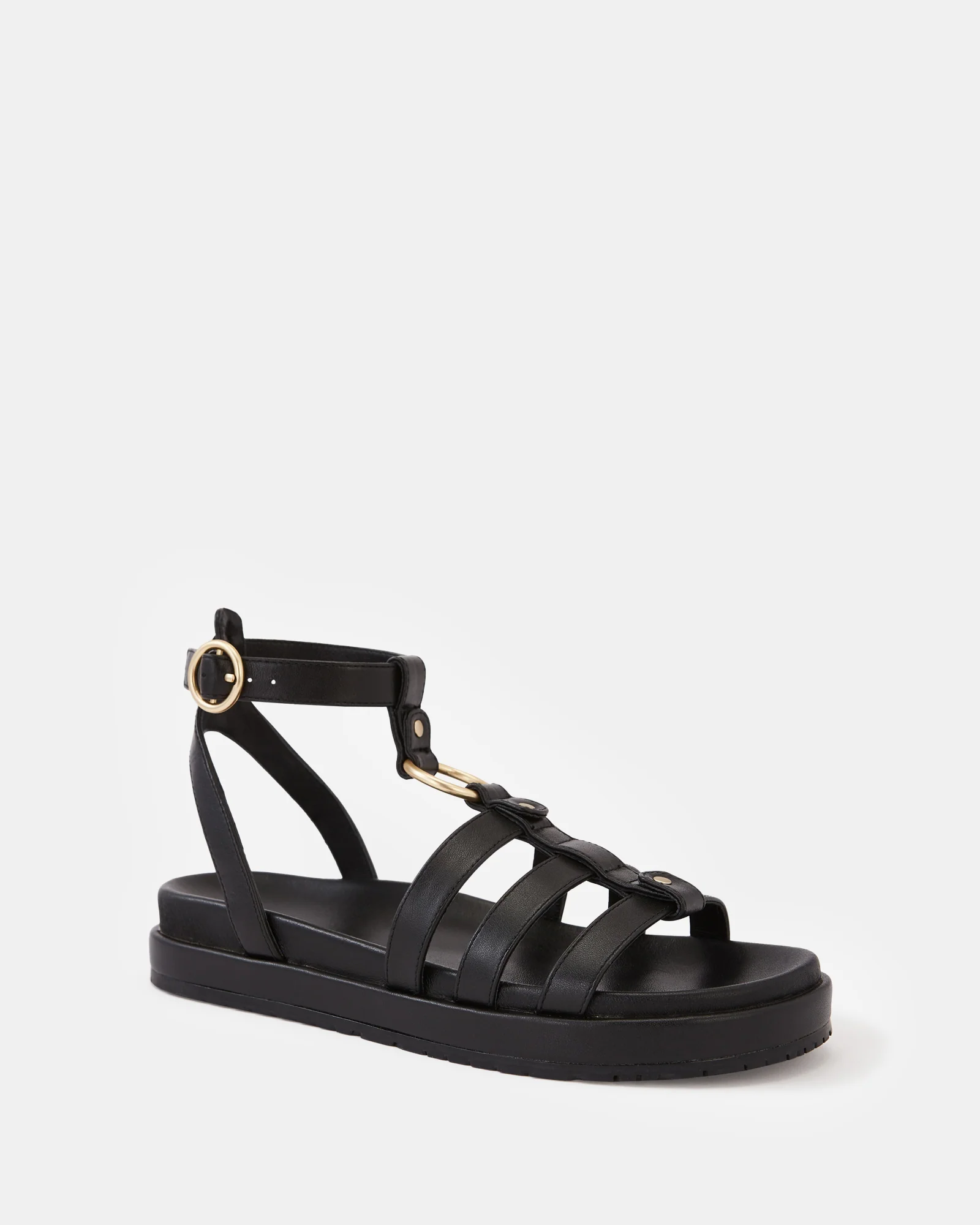 Bruna Black Leather Sandal - Image 2