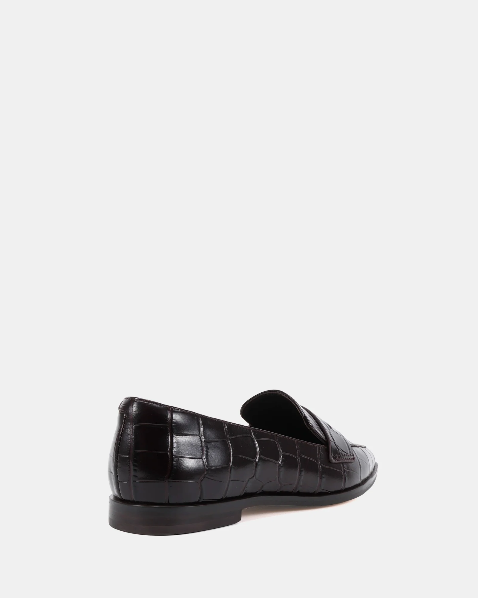 Denver Dark Brown Croc Embossed Leather Loafer - Image 4