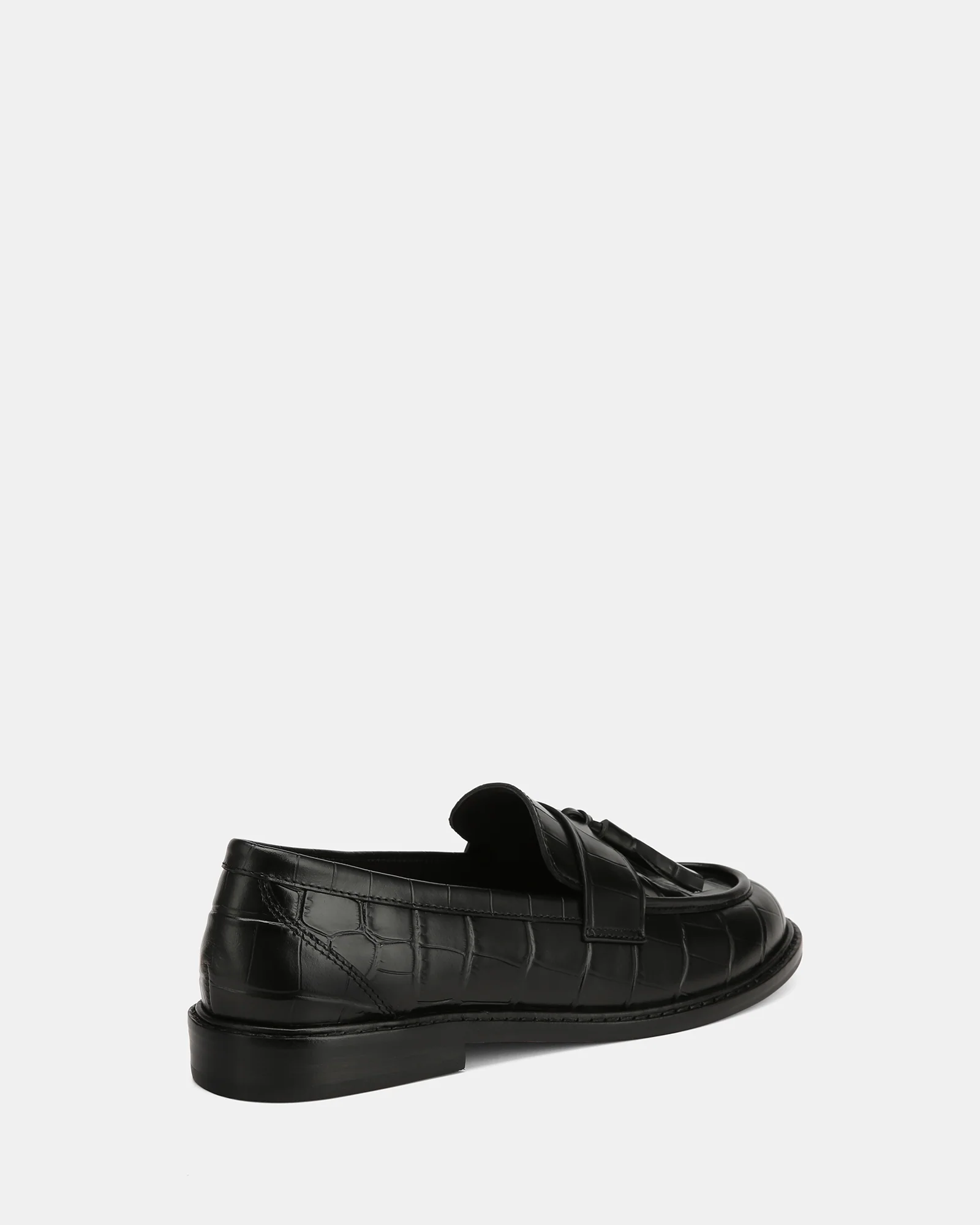 Evelyn Black Croc Embossed Leather Loafer - Image 4