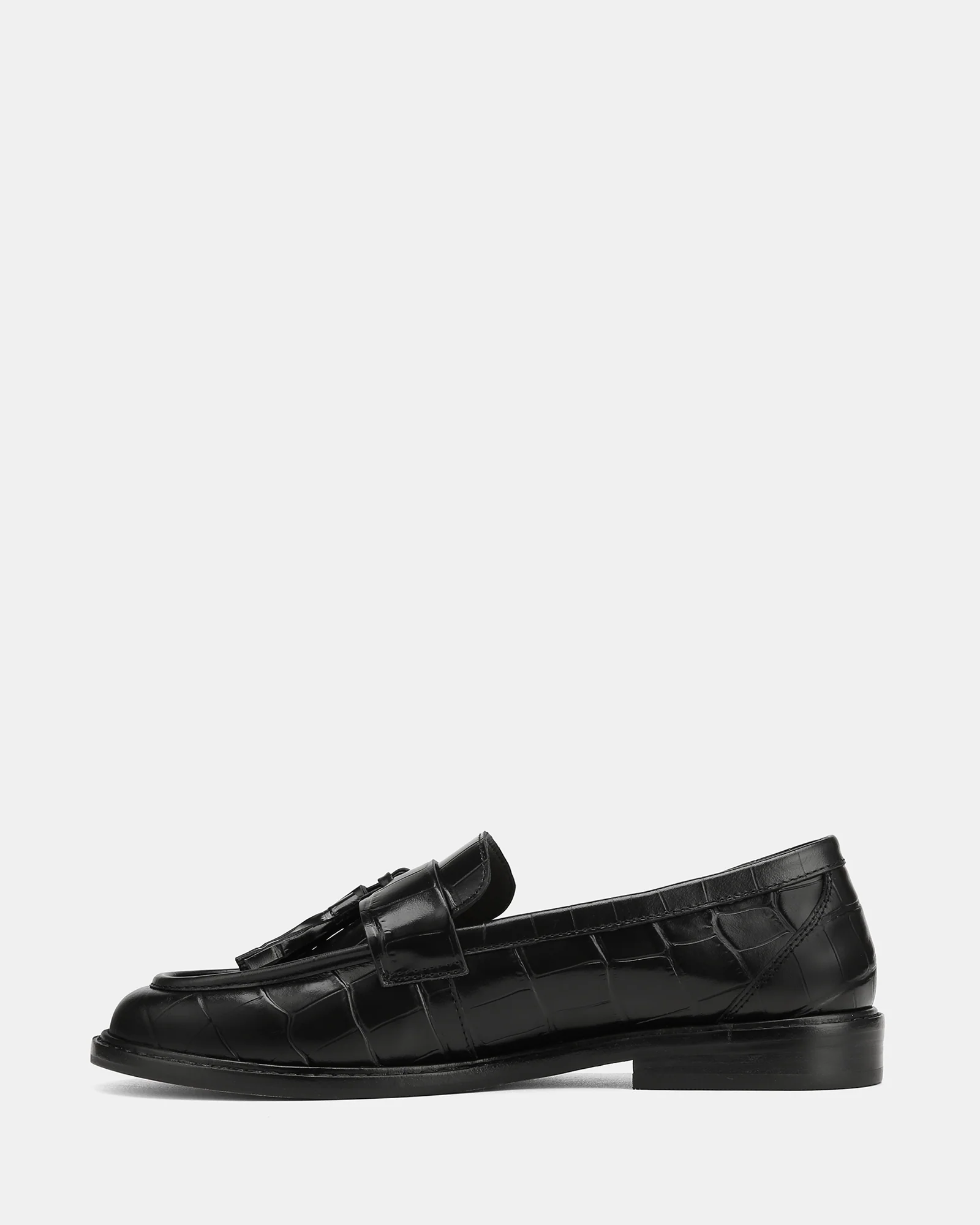 Evelyn Black Croc Embossed Leather Loafer - Image 6
