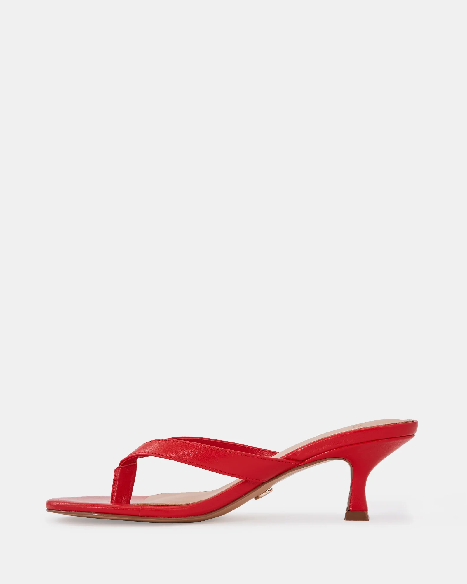 Gigi Scarlet Leather Kitten Heel Thong - Image 6