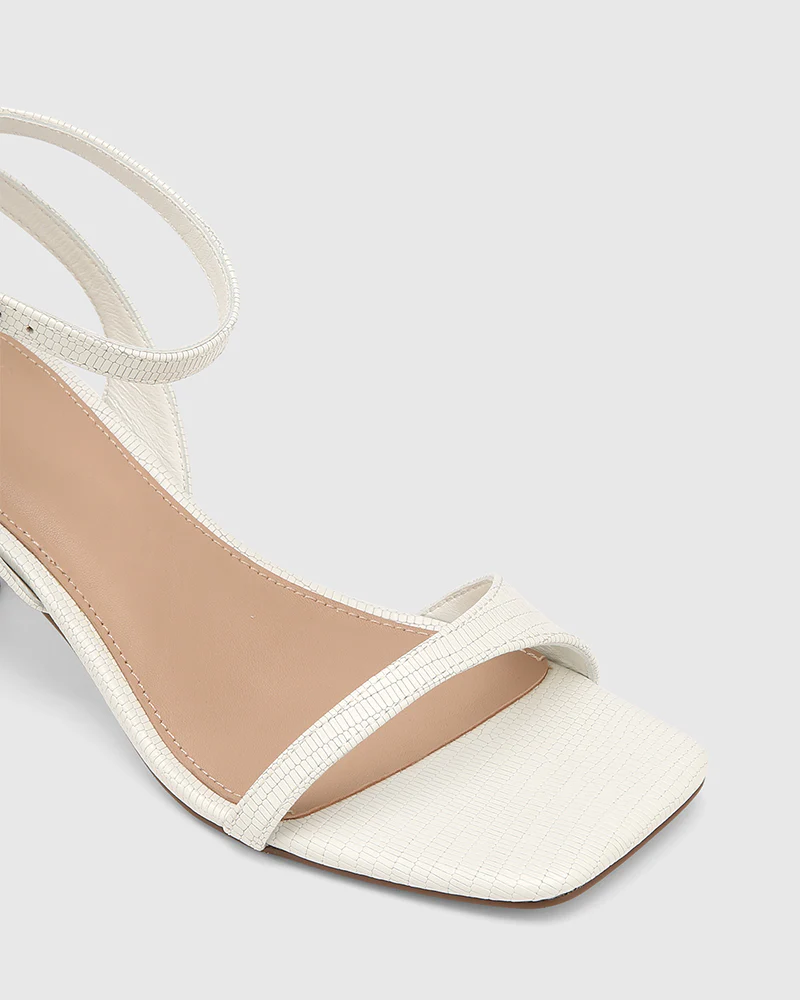 Keenan White Embossed Leather Strappy Heel - Image 3