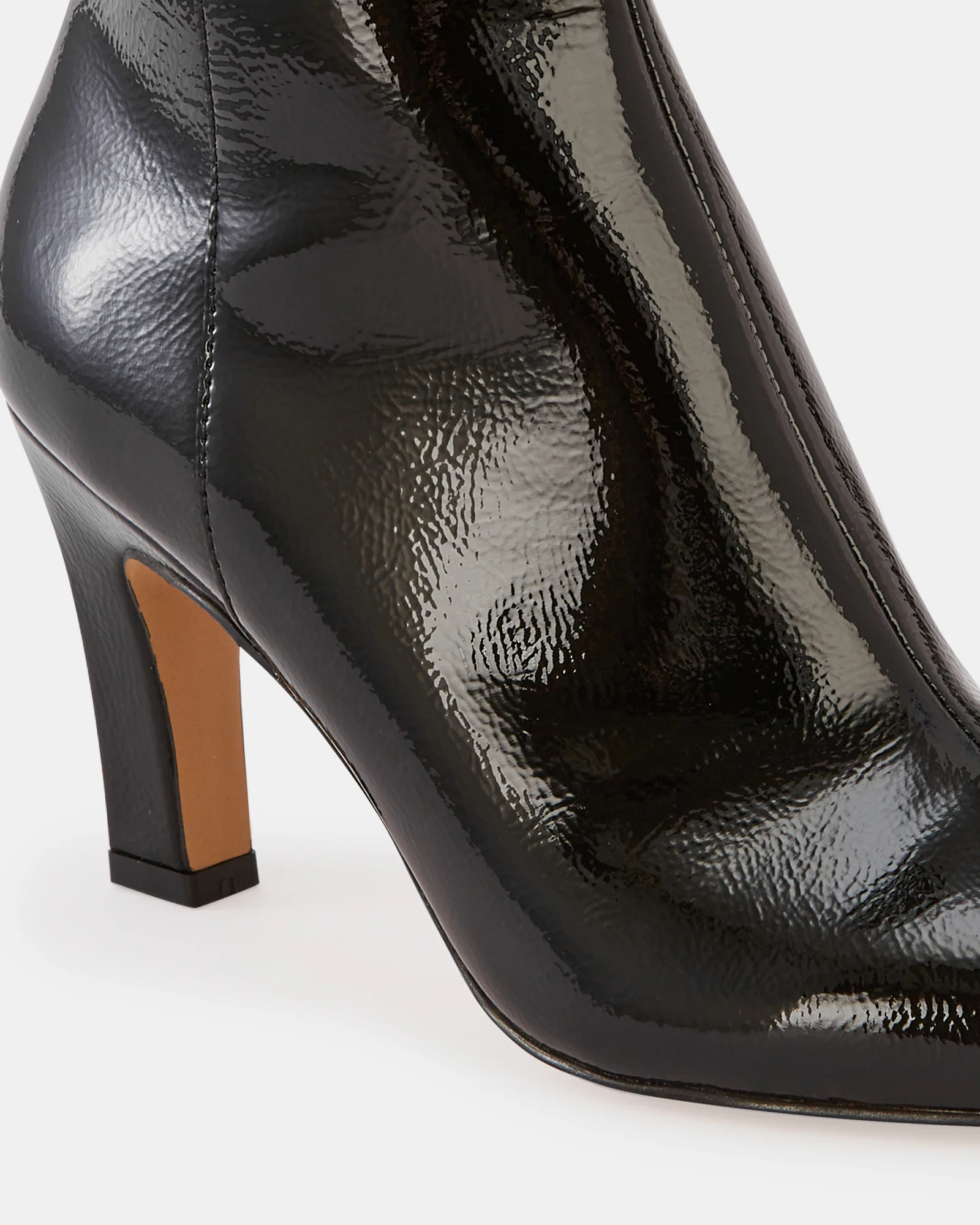 Loz Black Crinkle Patent Leather Ankle Boot - Image 3