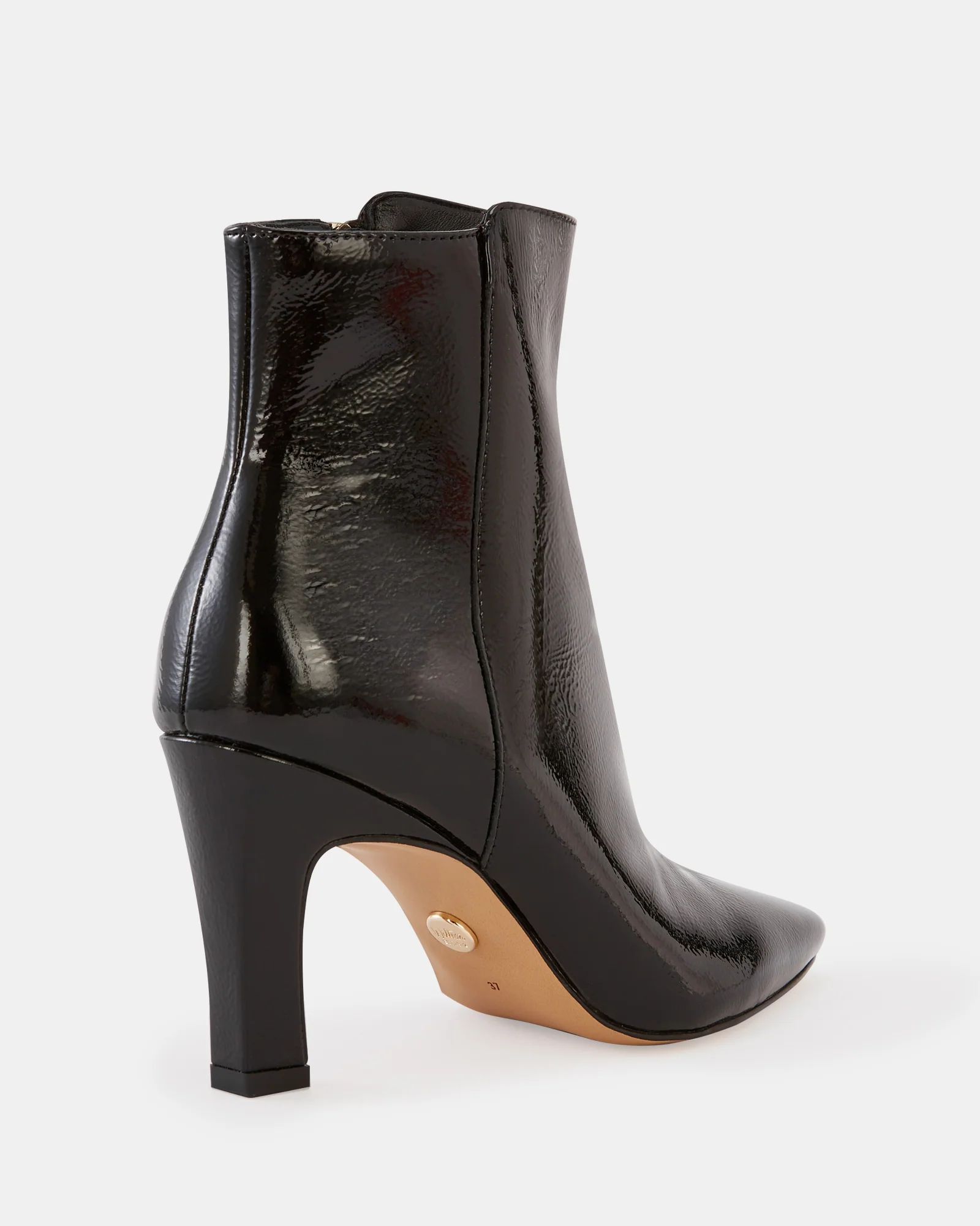 Loz Black Crinkle Patent Leather Ankle Boot - Image 4