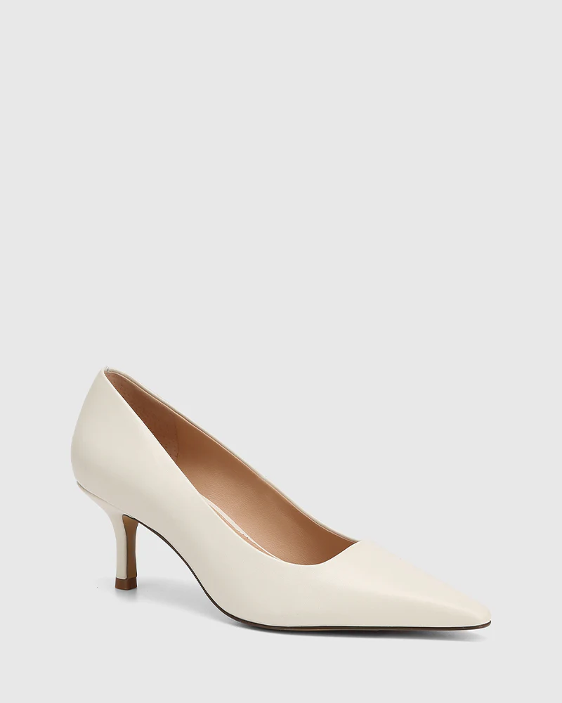 Maine Off White Leather Pump - Image 2