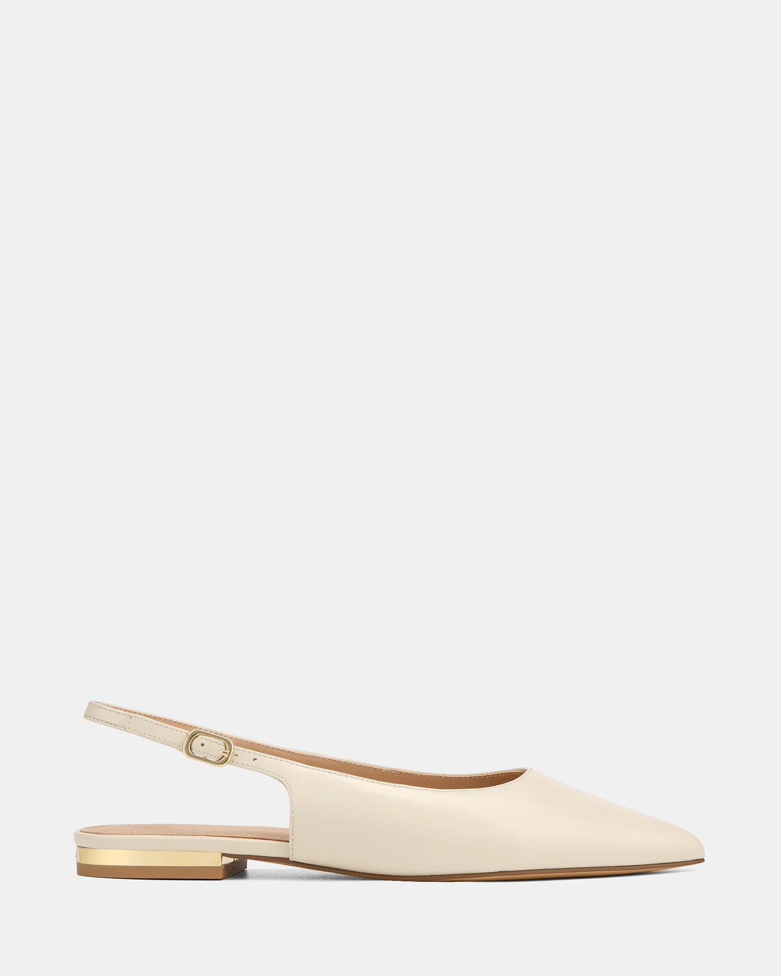 Mary Ivory Hi Shine Leather Flat Slingbacks