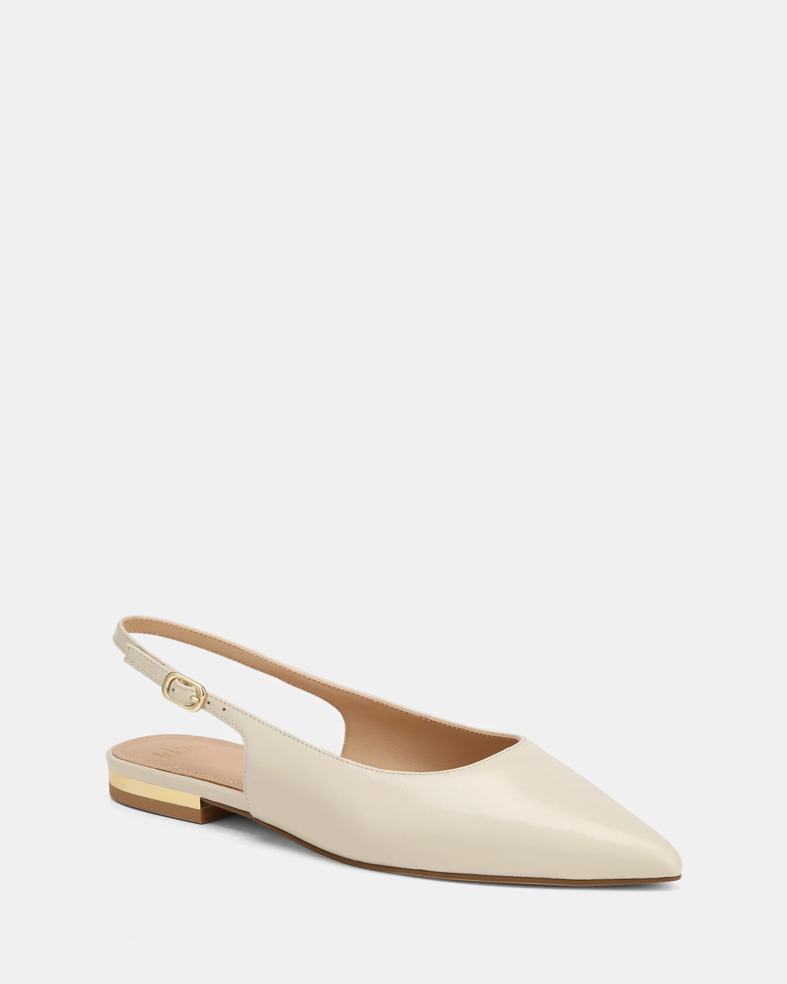 Mary Ivory Hi Shine Leather Flat Slingbacks - Image 2