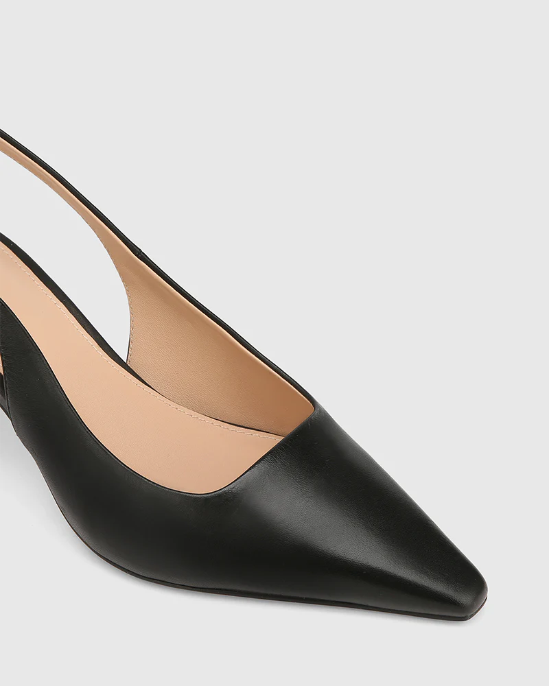 Mella Black Leather Slingback - Image 3