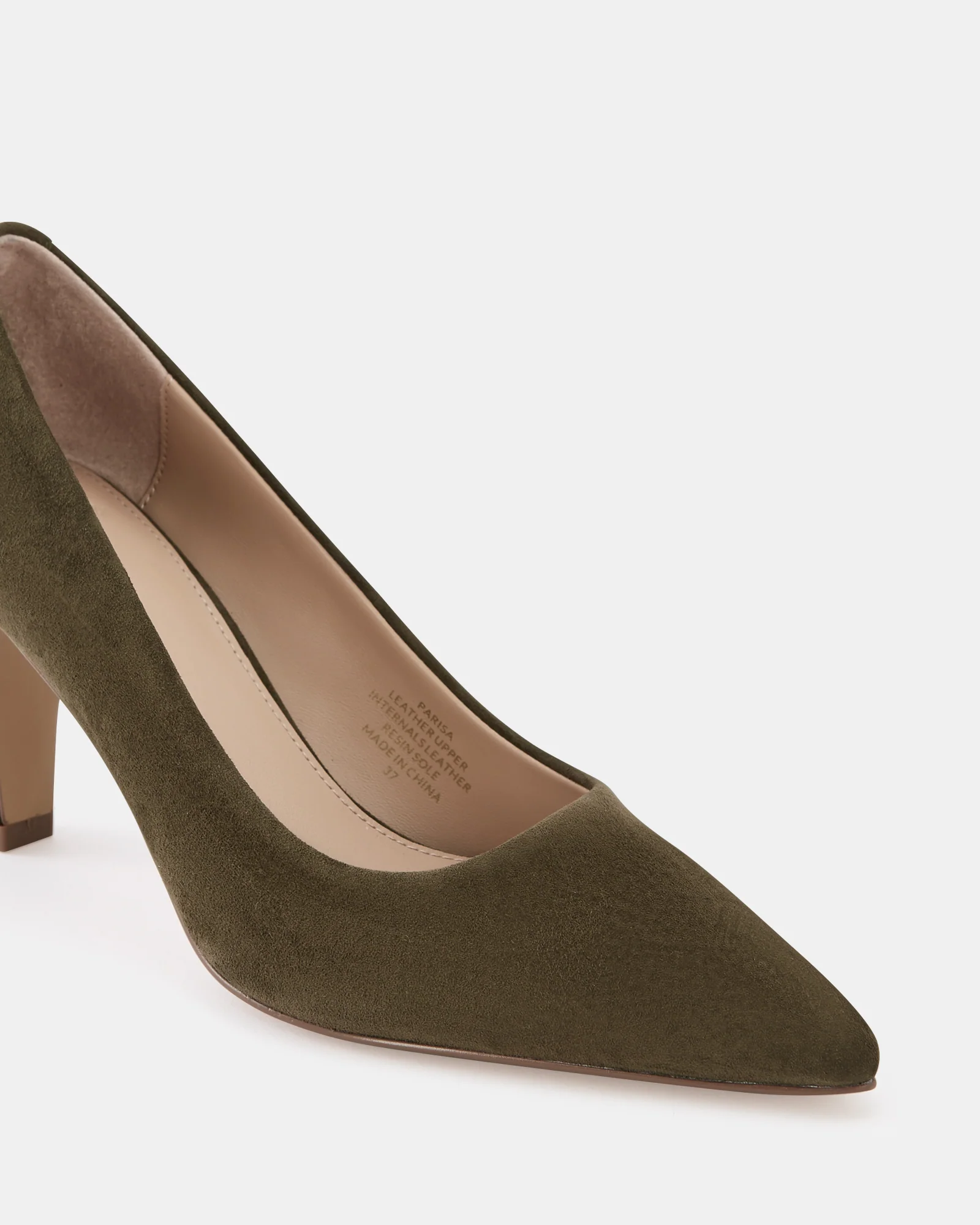 Parisa Olive Green Suede Leather Pump - Image 4