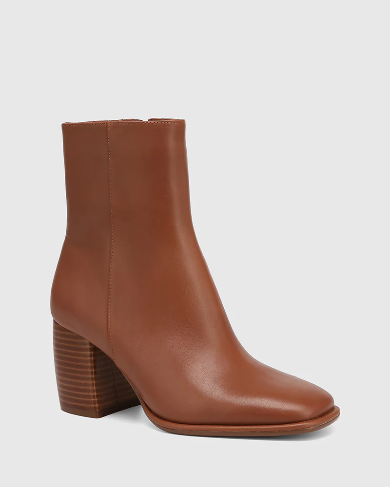 Pasha Warm Cinnamon Leather Ankle Boot - Image 2