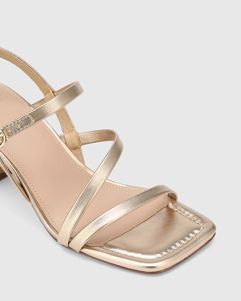 Primo Champagne Metallic Leather Strappy Heel - Image 3