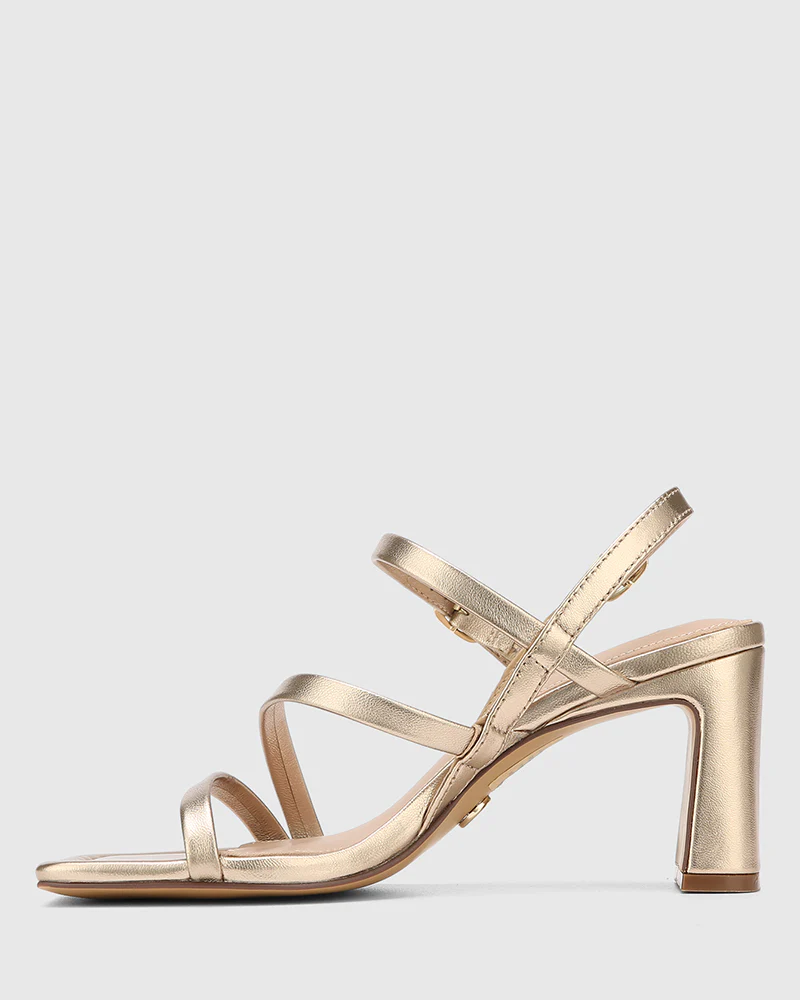 Primo Champagne Metallic Leather Strappy Heel - Image 6