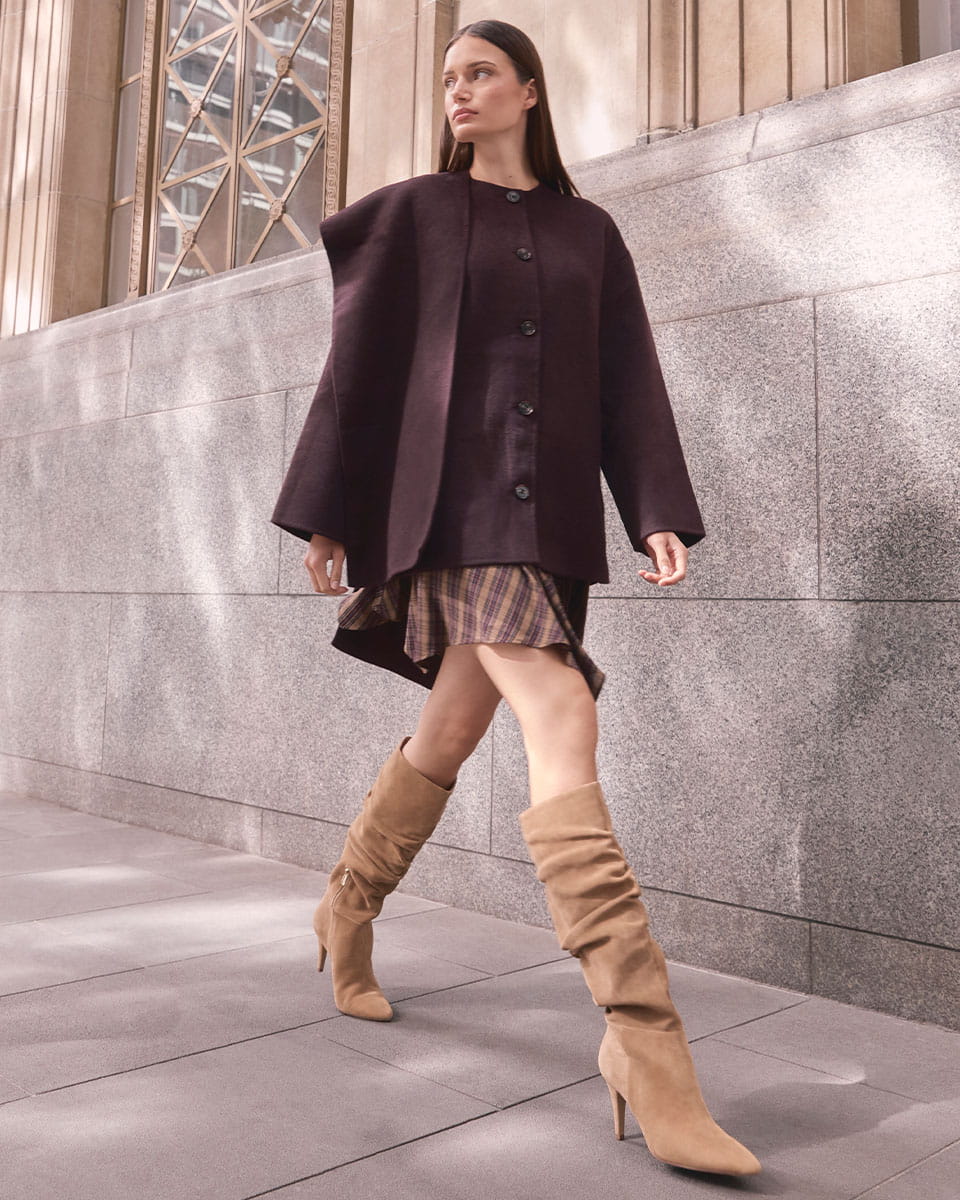 Romayn Fawn Suede Leather Knee High Boot - Image 3
