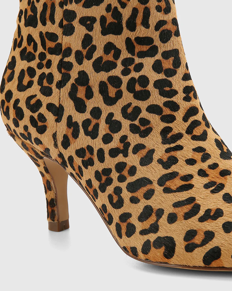 Tadita Sand Leopard Print Hair On Leather Ankle Boot - Image 3