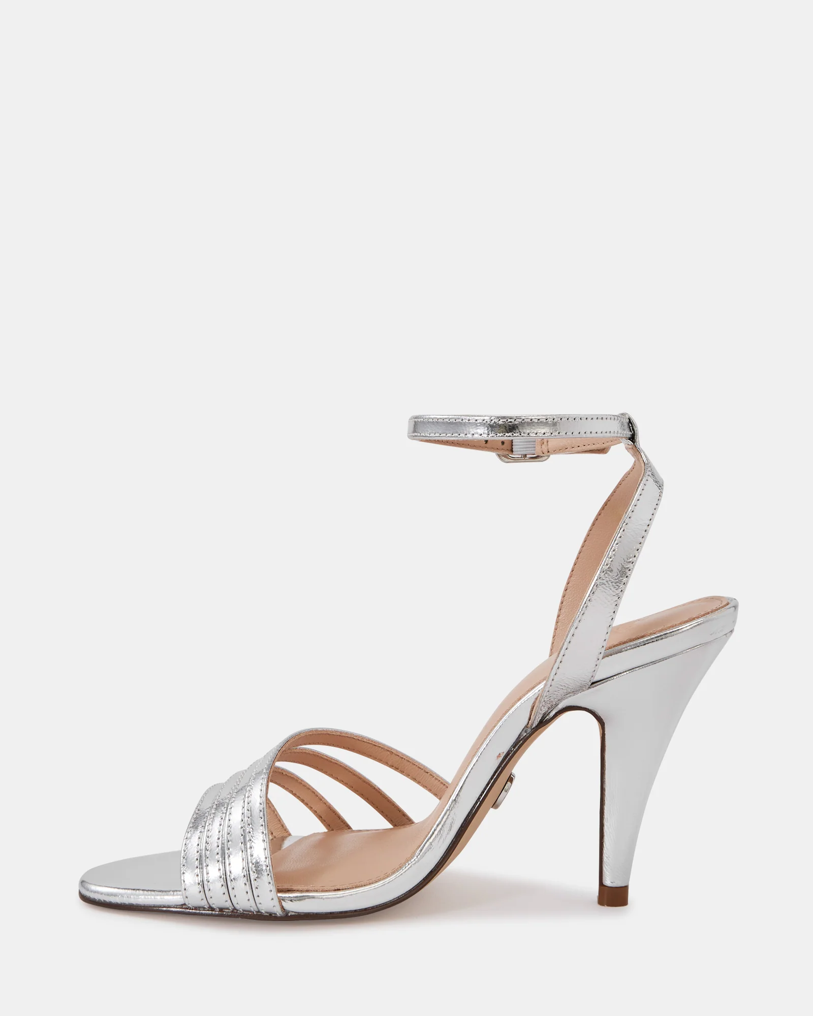 Tate Dark Silver Metallic Leather Strappy Heel - Image 6