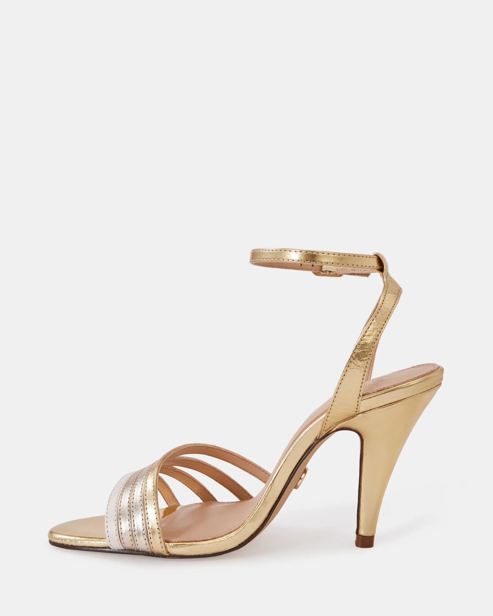 Tate Gold Metallic Leather Strappy Heel - Image 6